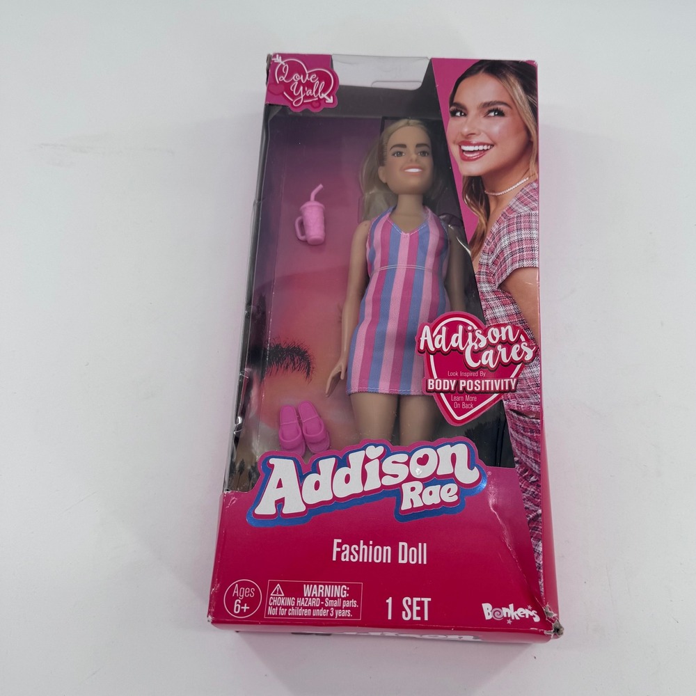 Addison Rae Fashion Doll Addison Cares Body Positivity Striped Dress Bonkers New